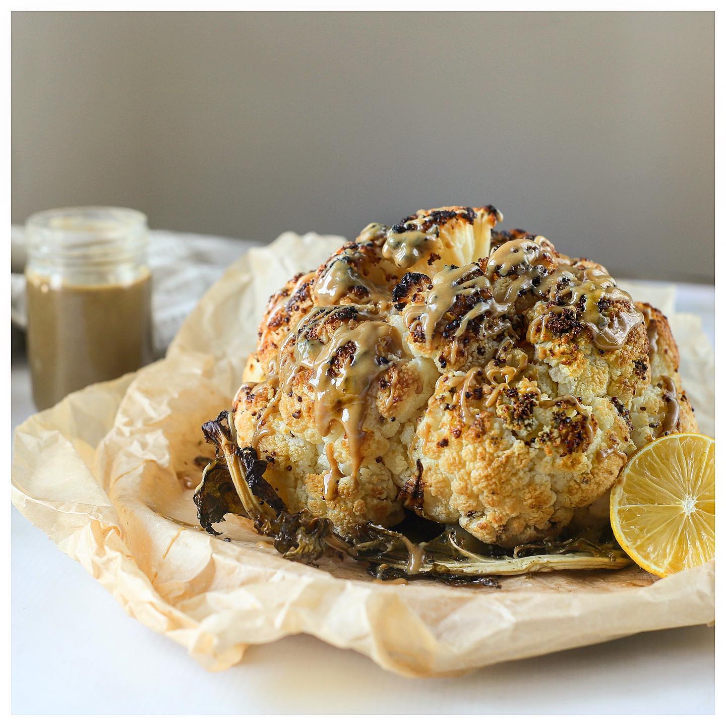 roasted cauliflower with tahini sauce