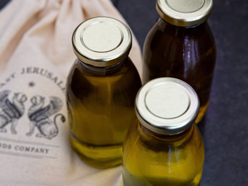 olive oil in bottles